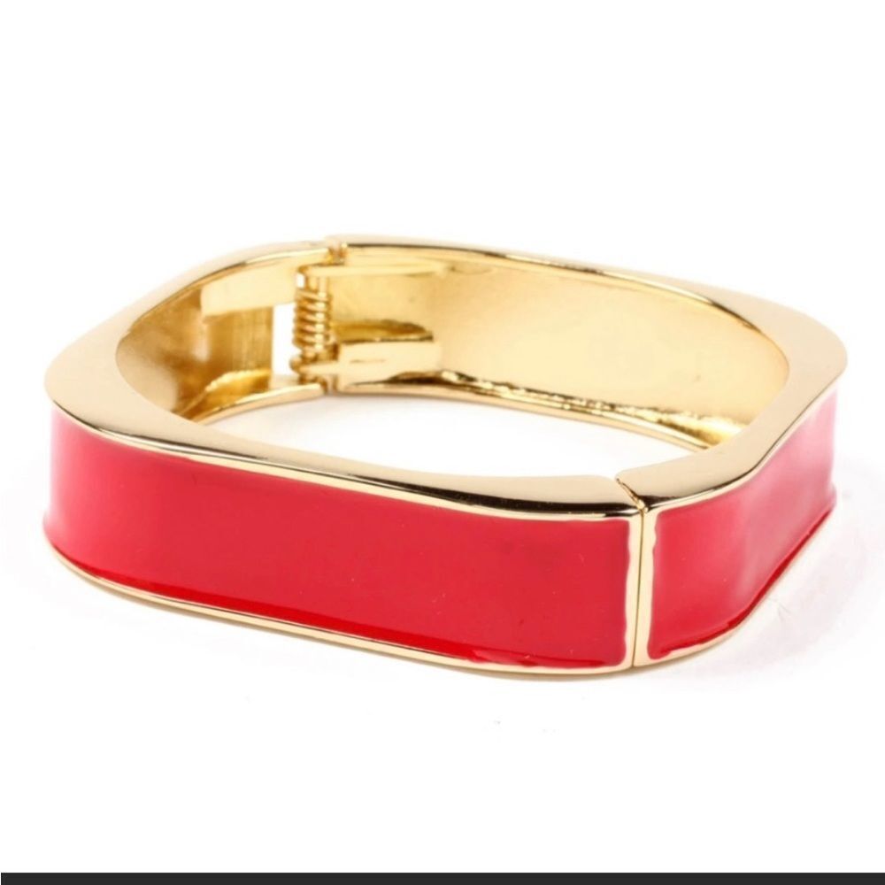 Amrita Singh red enamel square bracelet